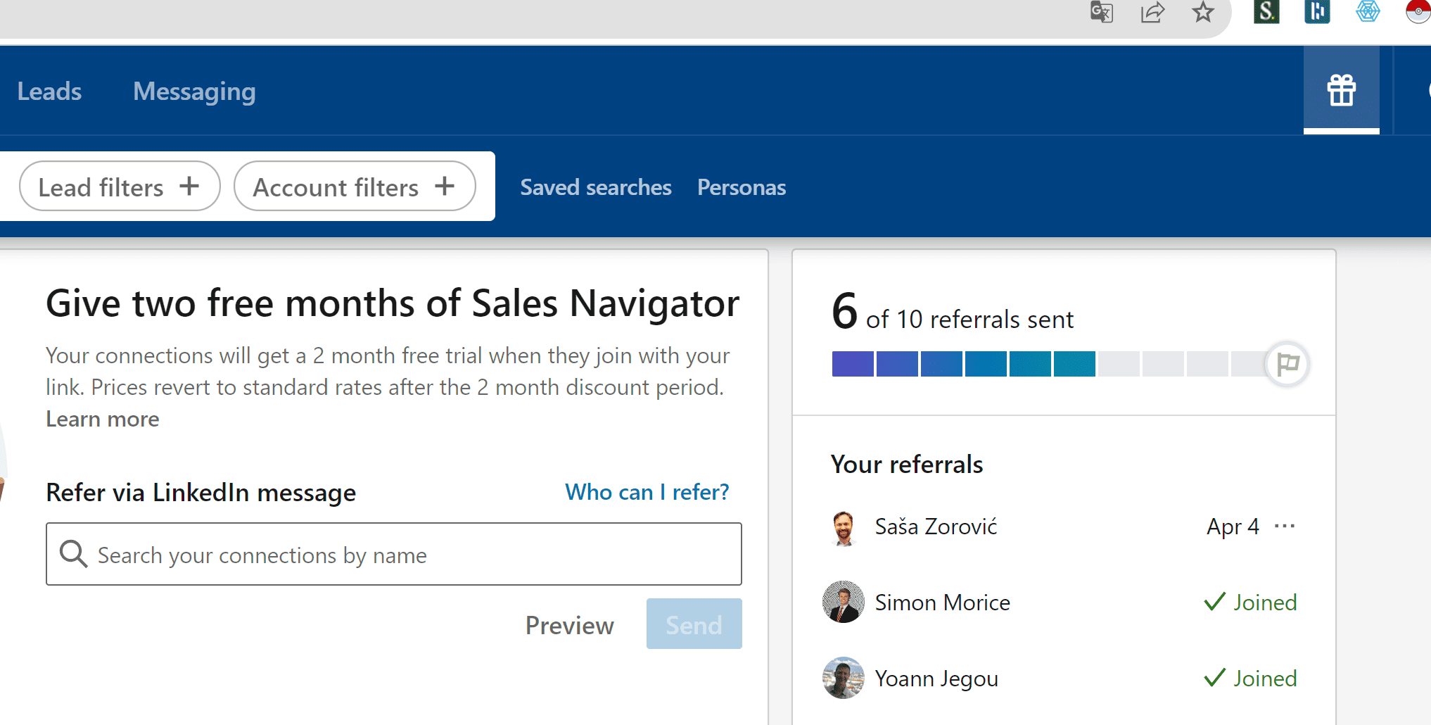 Parrainer MirrorProfile sur Sales Navigator 