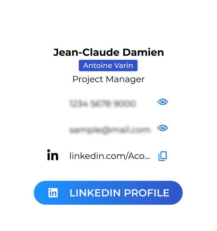 Carte de visite numérique de Jean-Antoine Darin, chef de projet, comprenant les coordonnées et un lien de profil LinkedIn.