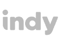 Logo of indy, featuring the word "indy" in lowercase letters, with a stylized dot above the letter 'i'.