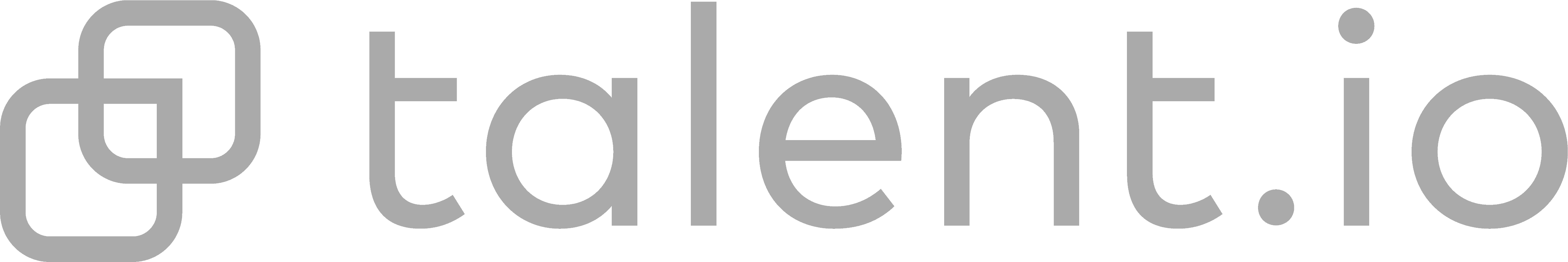 The image shows the logo for talent.io, featuring interlinked geometric shapes to the left of the text "talent.io" in a modern, sans-serif font.