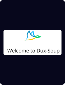 Un logo d'oiseau stylisé au-dessus du texte « Bienvenue chez Dux-Soup » sur un fond sombre.