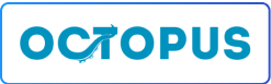 Le mot "OCTOPUS" en bleu, avec la lettre "C" stylisée pour inclure une illustration de pieuvre, le tout à l'intérieur d'un cadre rectangulaire bleu.
