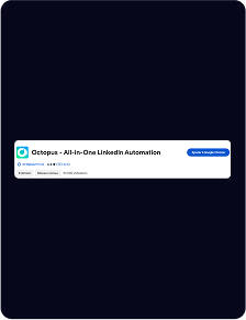 Une page Web affiche l'outil d'automatisation LinkedIn tout-en-un Octopus avec des options pour l'ouvrir dans Google Chrome et afficher des détails tels que les utilisateurs, la catégorie et le statut en vedette.