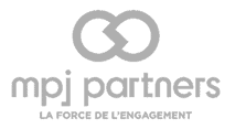 Le logo de MPJ Partners avec deux cercles imbriqués au-dessus du nom de la société et le slogan "La force de l'engagement" en dessous.